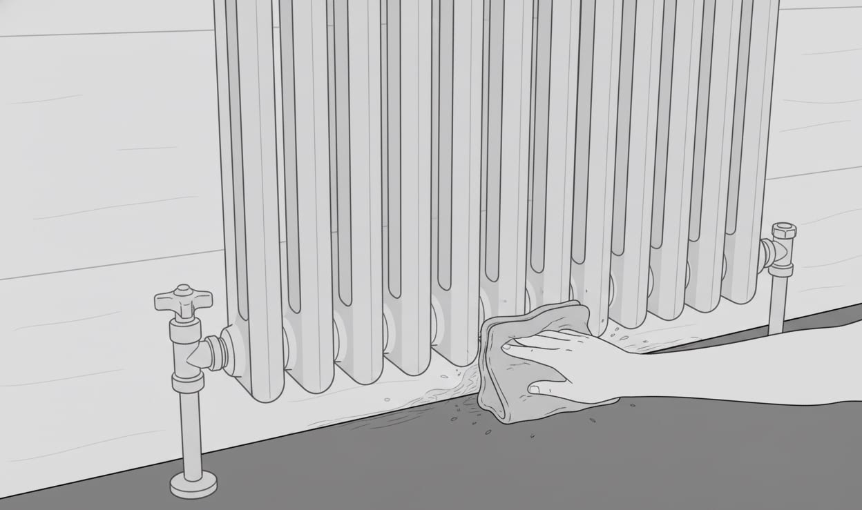 Влажная уборка трубчатого радиатора отопления